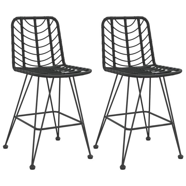 vidaXL Tabourets de bar lot de 2 Noir Résine tressée et acier
