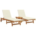 vidaXL Transat 3 pc Bois d'Acacia Massif Marron