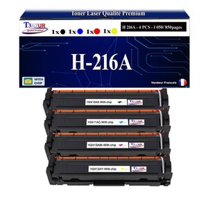 T3AZUR -4x Toners compatibles avec HP W2410A W2411A W2412A W2413A (216A) pour HP Color LaserJet Pro MFP M182n M183fw