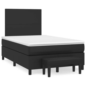 vidaXL Sommier à lattes de lit avec matelas noir 120x190 cm similicuir