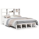 vidaXL Lit bibliothèque sans matelas blanc 120x200 cm bois massif