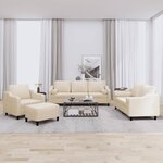vidaXL Ensemble de canapés 4 Pièces avec coussins crème tissu