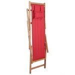 vidaXL Chaise pliable de plage Tissu et cadre en bois Rouge