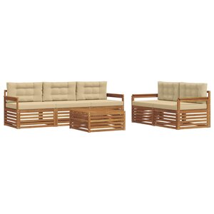 vidaXL Ensemble de canapés d'extérieur 6 pc Naturel et Beige