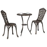 vidaXL Ensemble bistro de jardin 3 pc Bronze Aluminium