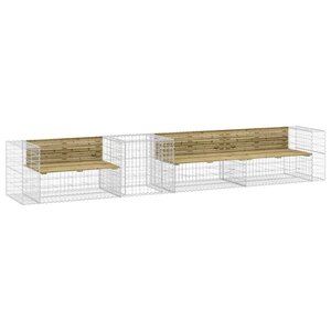 vidaXL Banc de jardin avec panier en gabion bois de pin imprégné