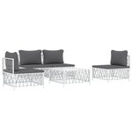 Salon de jardin meuble d'extérieur ensemble de mobilier avec coussins 5 pièces blanc acier 02_0018305
