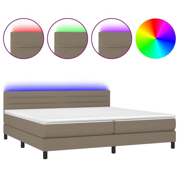 vidaXL Sommier à lattes de lit et matelas et LED Taupe 200x200cm Tissu