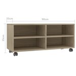 Vidaxl meuble tv avec roulettes chêne sonoma 90x35x35 cm aggloméré