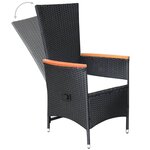 Vidaxl chaise inclinable de jardin 2pc et coussins résine tressée noir