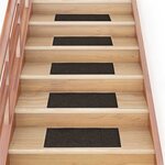 vidaXL Tapis d'escalier autocollants 30 pièces 60 x 25 cm Marron foncé Rectangulaire