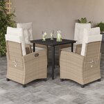 vidaXL Ensemble à manger de jardin avec coussins 5Pièces Beige poly rotin