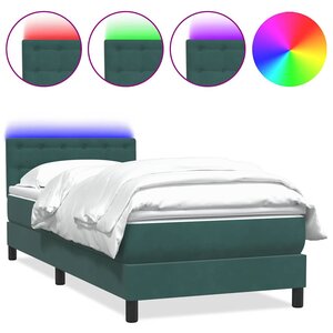 vidaXL Sommier à lattes de lit et matelas et LED vert foncé 90x210 cm velours