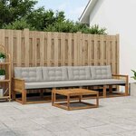 vidaXL Ensemble de canapés d'extérieur 5 Pièces Naturel et gris clair