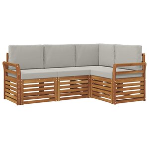 vidaXL Ensemble de canapés d'extérieur 4 pc Gris Naturel et Clair