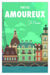 Carte Je t'aime Saint Valentin 14 février Pont des Amoureux + Enveloppe 12x17cm