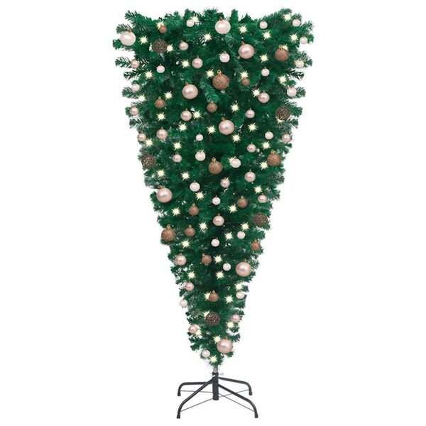 vidaXL Arbre de Noël artificiel renversé pré-éclairé et boules 240 cm