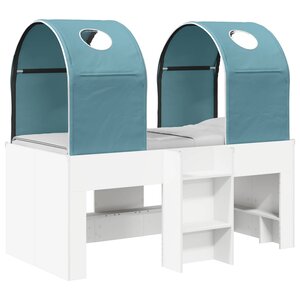 vidaXL Lit avec Tunnel 4 Pièces Blanc et bleu clair Bois d'ingénierie