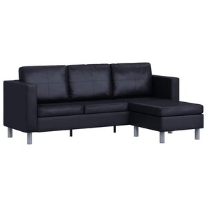 vidaXL Canapé sectionnel à 3 places Cuir synthétique Noir