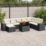 vidaXL Salon de jardin avec coussins 9 Pièces noir résine tressée acacia