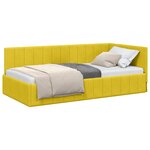vidaXL Cadre de lit d'angle Jaune 90 cm x 200 cm Velours