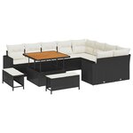 vidaXL Ensemble de canapé de jardin 12 Pièces Noir polyrotin