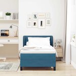 vidaXL Lit à ressorts avec matelas Bleu foncé 90 x 190 cm Velours