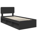 vidaXL Cadre de lit avec tête de lit Noir 90 x 190 cm Pin massif