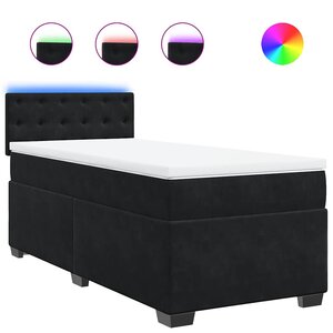 vidaXL Sommier à lattes de lit avec matelas noir 90x190 cm simple velours