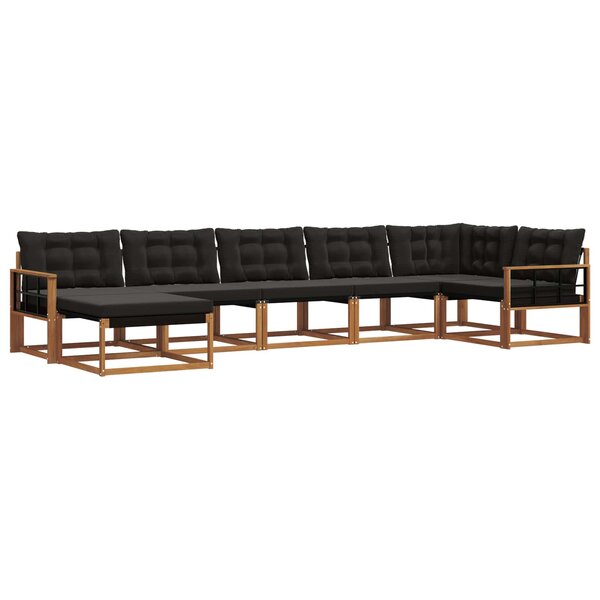 vidaXL Ensemble de canapés d'extérieur 7 Pièces Naturel et Noir