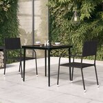 Vidaxl table à dîner de jardin noir 80x80x74 cm acier et verre