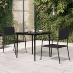 vidaXL Table à dîner de jardin Noir 80x80x74 cm Acier et verre