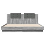 vidaXL Cadre de lit tête de lit et lumières LED sonoma gris 160x200 cm