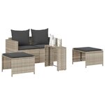 vidaXL Salon de jardin 5 Pièces coussins empilable gris clair polyrotin