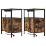 vidaXL Armoires de chevet avec tiroir 2 Pièces Chêne fumé 30 x 48 x 61 cm