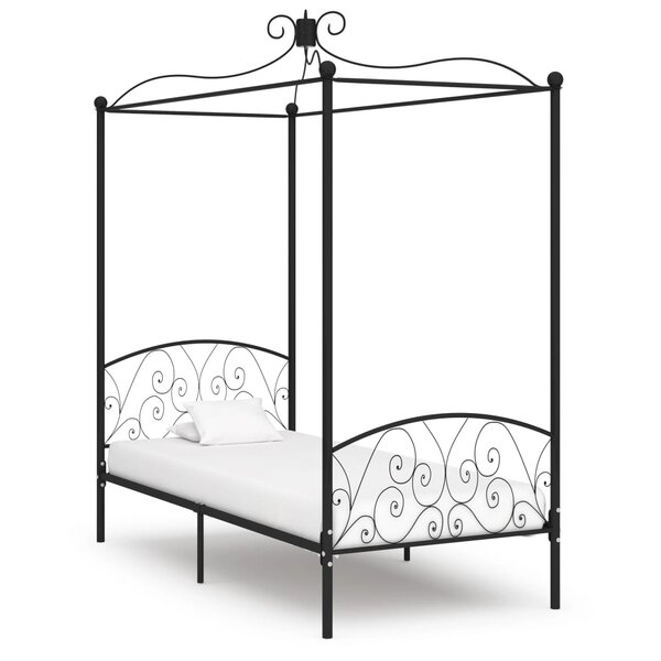 vidaXL Cadre de lit à baldaquin sans matelas noir métal 90x200 cm
