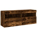 vidaXL Meuble TV mural avec lumières LED chêne fumé 100x30x40 cm