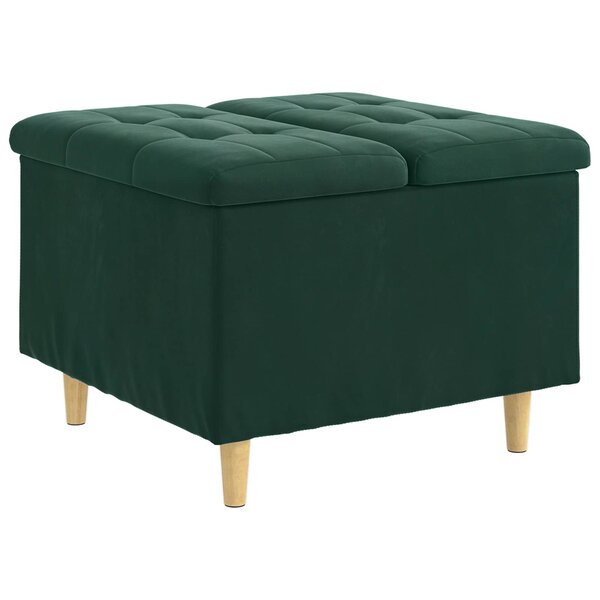 vidaXL Pouf de rangement Vert foncé 60 x 60 x 45 cm Velours