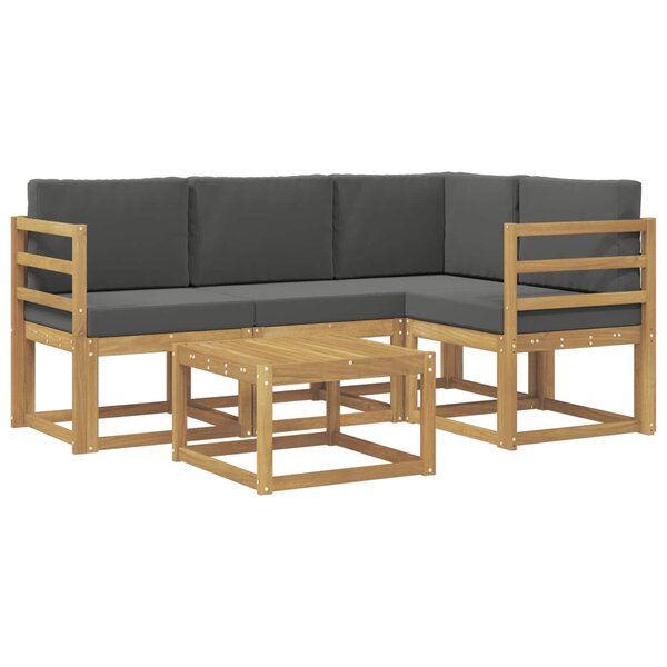 vidaXL Ensemble de canapés d'extérieur 5 Pièces Blanc et anthracite