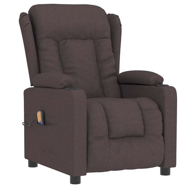 vidaXL Fauteuil de massage Marron foncé Tissu