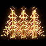 vidaXL Arbres de Noël pliables avec LED 3 Pièces Blanc chaud 87x87x93 cm