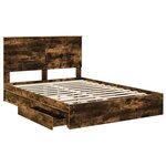 vidaXL Lit de Rangement Chêne fumé 160 x 200 cm Bois d'ingénierie