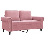 vidaXL Canapé à 2 places Rose 120 cm Velours