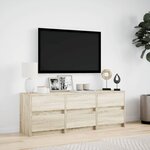 vidaXL Meuble TV avec LED chêne sonoma 140x34x50 cm bois d'ingénierie