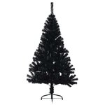 vidaXL Demi sapin de Noël artificiel avec support Noir 150 cm PVC