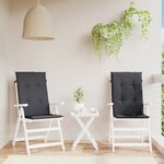 vidaXL Coussins de chaise à dossier haut lot de 2 anthracite mélangé