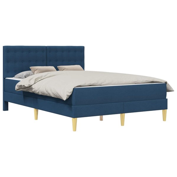 vidaXL Cadre de lit avec matelas Bleu 160 x 200 cm Tissu