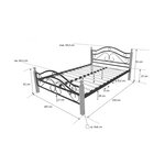 Design metal lit double 180 x 200 cadre de lit lattes bois noir naturel