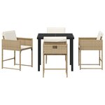 vidaXL Ensemble de salle à manger de jardin 5 pièces avec coussins en rotin poly beige