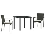vidaXL Ensemble de salle à manger pour jardin 3 Pièces Noir Poly rotin
